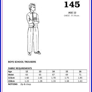 RSG - Pattern 145 - Boys School Trousers