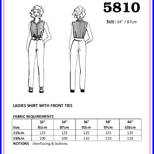 RSG - Pattern 5810 - Ladies Shirt With Front Ties