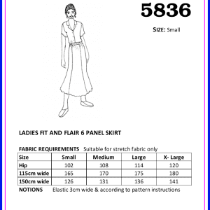 RSG - Pattern 5836 - Ladies Fit & Flair 6 Panel Skirt