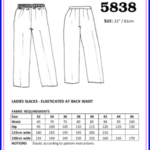 RSG - Pattern 5838 - Ladies Slacks